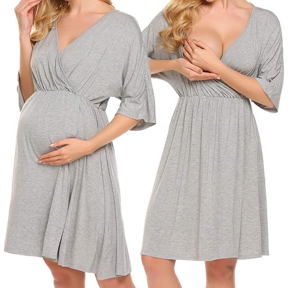 Gray Ekouaer Nursing Gown sz M